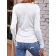 thumbnail image 5 of Womens Long Sleeve Shirts V Neck Ribbed Knit Slim Fit Light-Weight Sweater Fall Dressy Casual Tops White M, 5 of 8