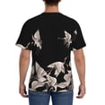 thumbnail image 3 of Bixox Men's Japanese White Crane Printed Short Sleeve Skinny Athletic T-Shirt, 3 of 6