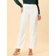 thumbnail image 2 of INSPIRE CHIC Pantalones de trabajo de cintura alta para mujer Pantalones de pierna ancha con hebilla trasera elástica blanco XS, 2 of 5