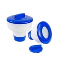 thumbnail image 2 of Dispensador de cloro flotante, flotador para tabletas de cloro, tabletas de flujo de liberación ajustable, flotador para piscina interior y exterior, spa, bañera de hidromasaje, azul y blanco, 2 of 5
