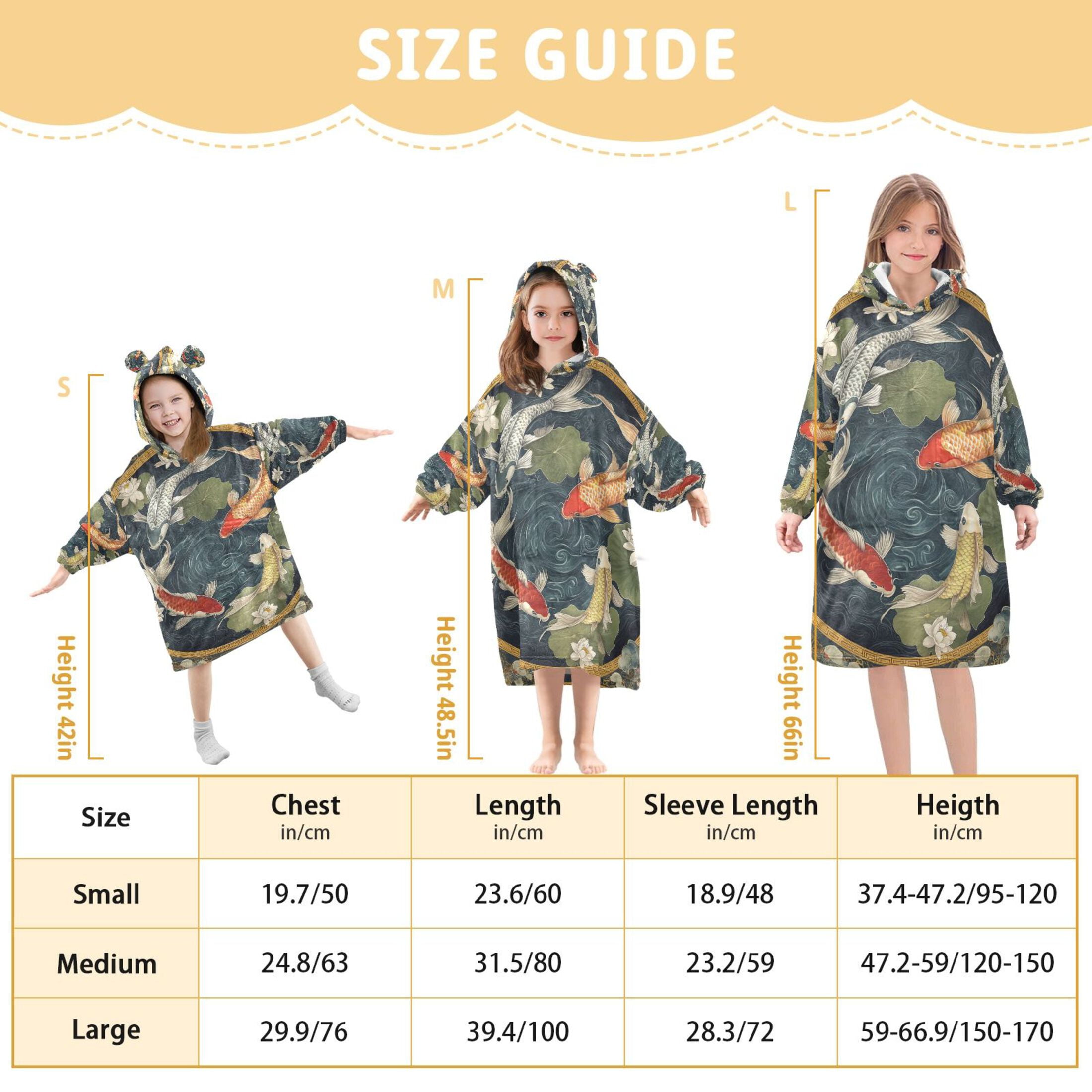 YAZAOO Kids Wearable Blanket Hoodie Warm and Cozy Koi Elegance Flannel Sweatshirt