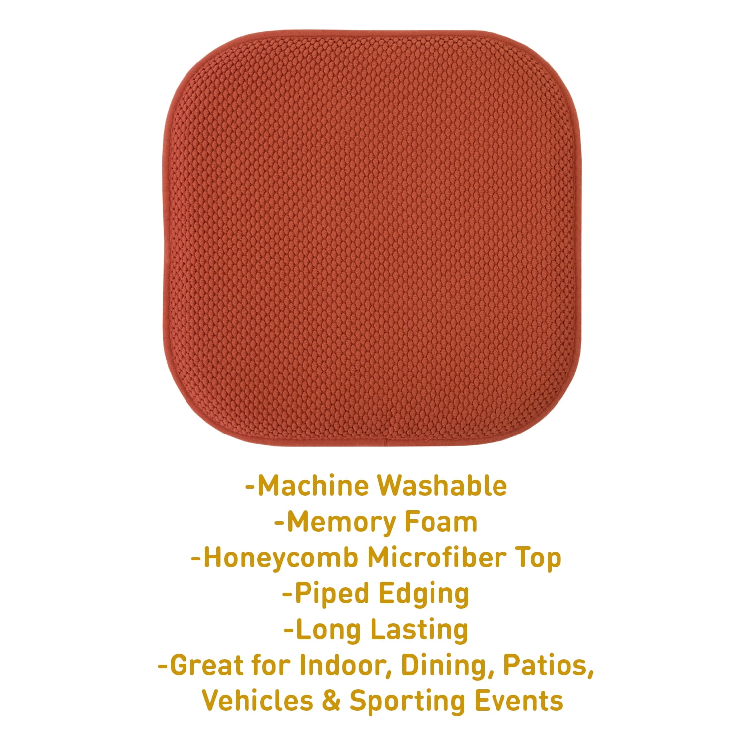 Memory Foam Honeycomb Non-Slip Back 16" x 16" Chair Cushion Pad 2, 4, 6, 12 Pack