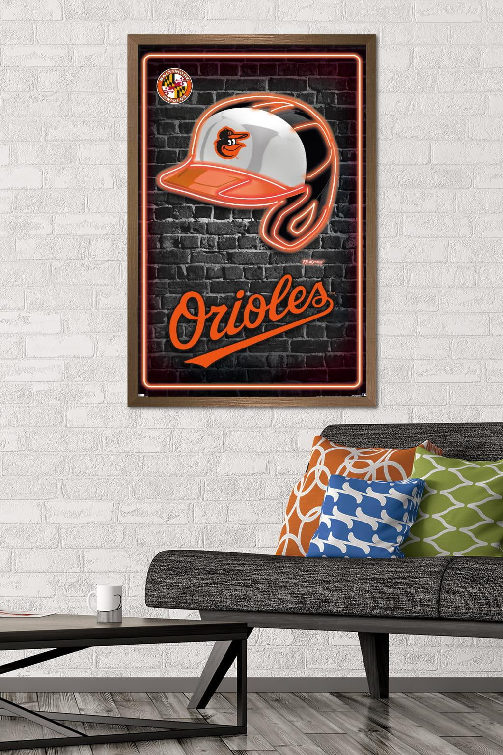 MLB Baltimore Orioles - Neon Helmet 23 Wall Poster, 22.375" x 34" Framed