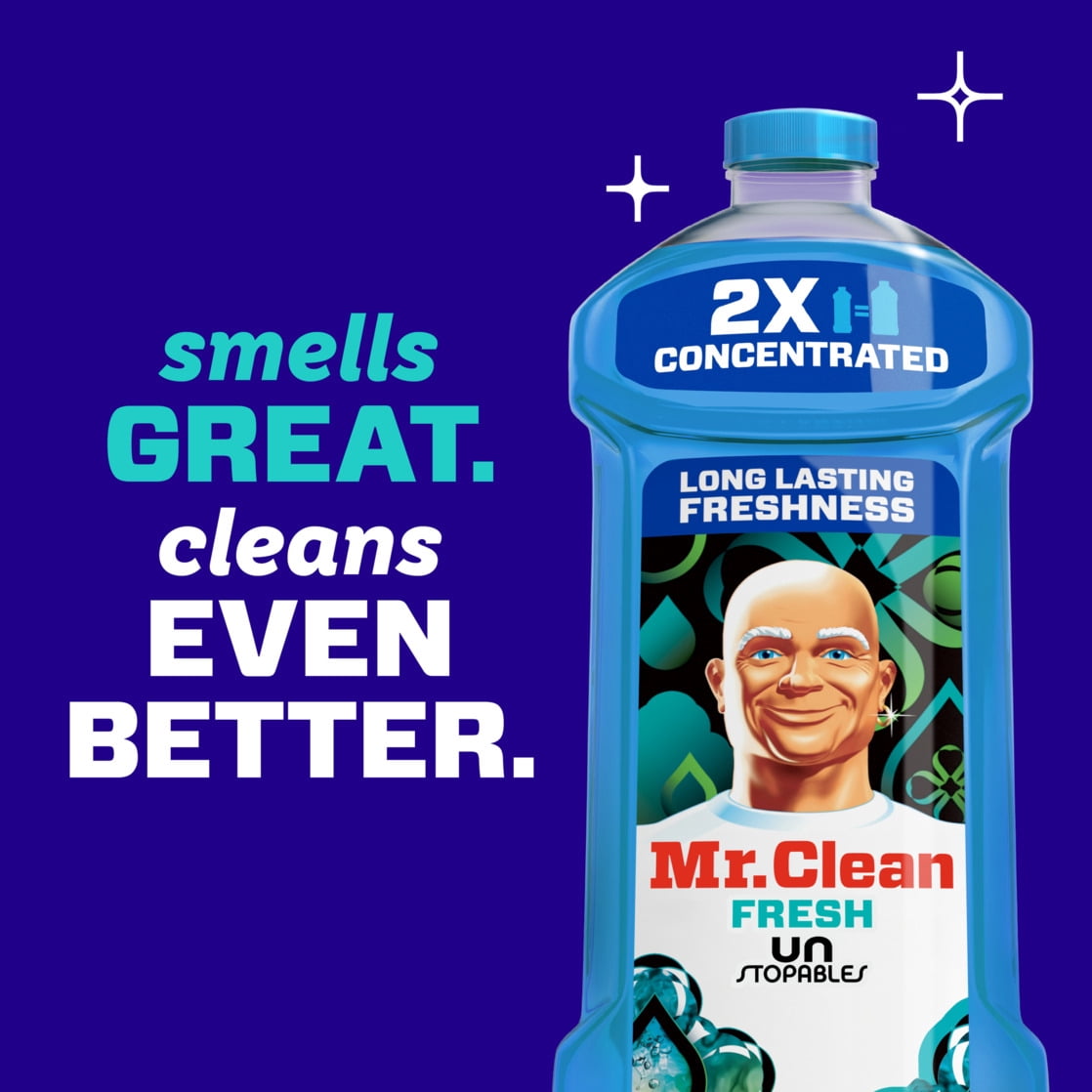 (3 pack) Mr. Clean All Purpose Cleaner, 2X Concentrated Multi Surface, Unstopable Fresh Scent, 41 fl oz