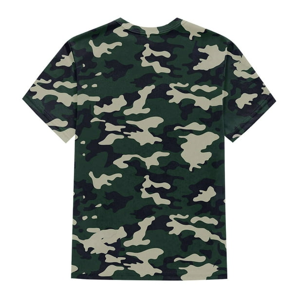 Qcmgmg Summer Shirts Camo Short Sleeve Crew Neck Casual T