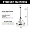 thumbnail image 4 of Farmhouse Glass Chandelier, Briignite Foyer Lighting Fixture, Modern Round Chandelier for Dining Room, Kitchen Island, Bedroom, Living Room, Entryway, Black, 4 of 6