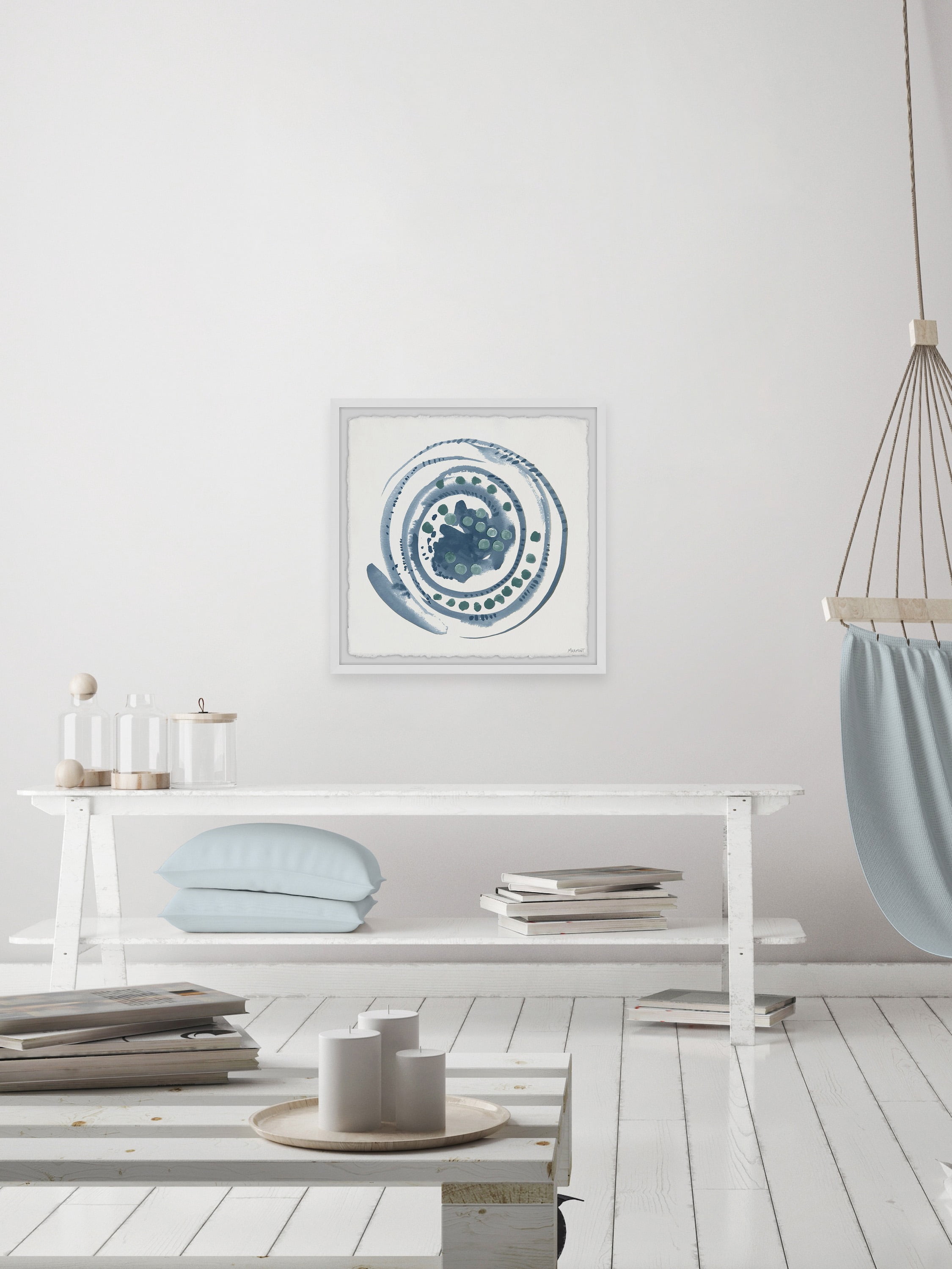 Marmont Hill Swirl of Blue Framed Wall Art