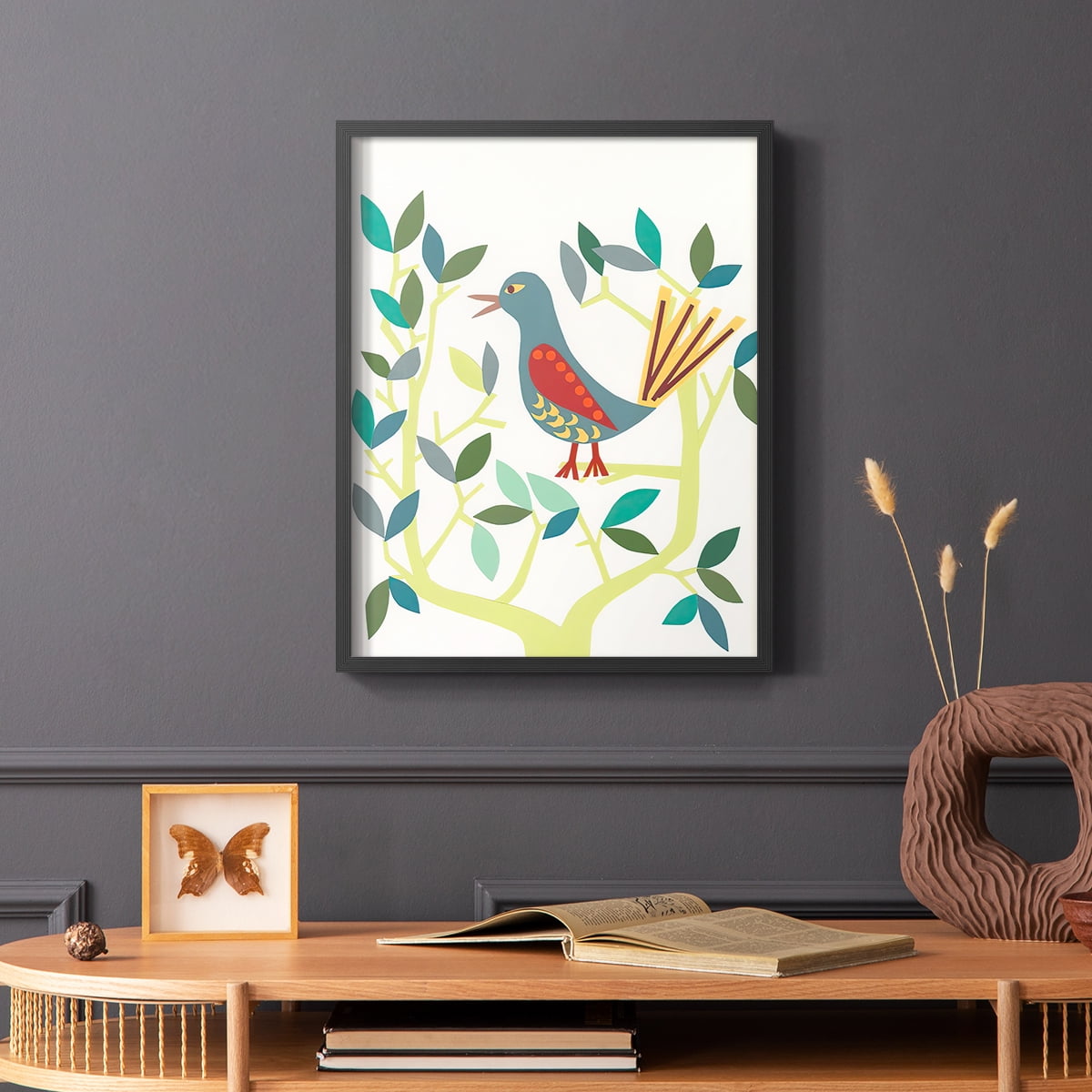 Whitty Bird IV Framed Print in Black Solid Wood 11 x 14 Framed Print