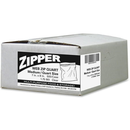 Webster Zipper Quart Size Storage Bags, 500 count