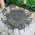 thumbnail image 2 of VIVIJASON Outdoor 61" Patio Dining Table for 6-8 Person, Large Patio Round Dining Table with Lazy Susan, Dark Bronze Cast Aluminum Rustic Patio Table with 2" Umbrella Hole for Balcony, Porch and Deck, 2 of 7