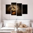 thumbnail image 2 of Elephant Stock Sinister Jack O Lantern Wall Art - Horizontal Multi Panel Canvas - Living Room Wall Decor - Holiday Multi Panel - Black And Beige Decor - 52" x 32", 2 of 8