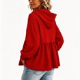 thumbnail image 5 of Xdegoge Womens Half Zip Hoodie Long Sleeve Peplum Sweatshirts Babydoll Ruffle Hem Casual Fall Tops Lightweight Loose Fit Pullover, 5 of 6