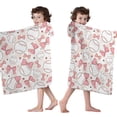 thumbnail image 4 of Pink Baseballs with Bows Pattern Hooded Bath Towel，50"x30" for Ages 3 To 12 Kids, Quick Dry Lightweight Soft Microfiber Hood Beach Towel Cover Up for Kids, 4 of 7