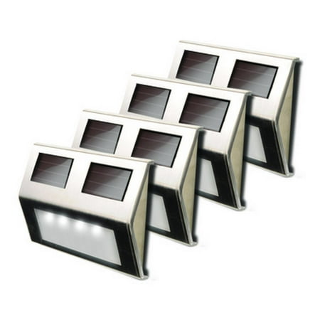 Series Solar Deck Light - Metal Solar Deck Light - Stainless Steel - pack of 4
