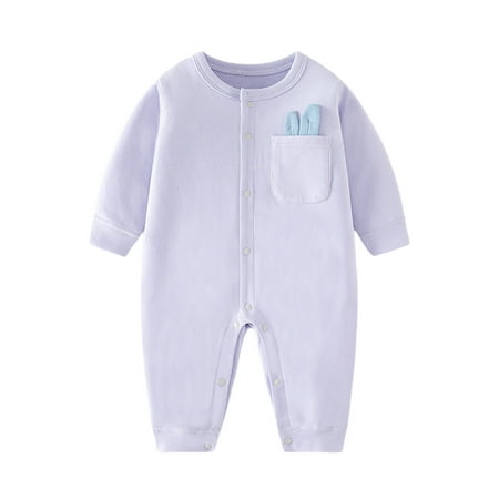 

Hrsba Baby Girls and Boys One-piece Suit Toddler Warm Long Sleeve Romper Purple 6M