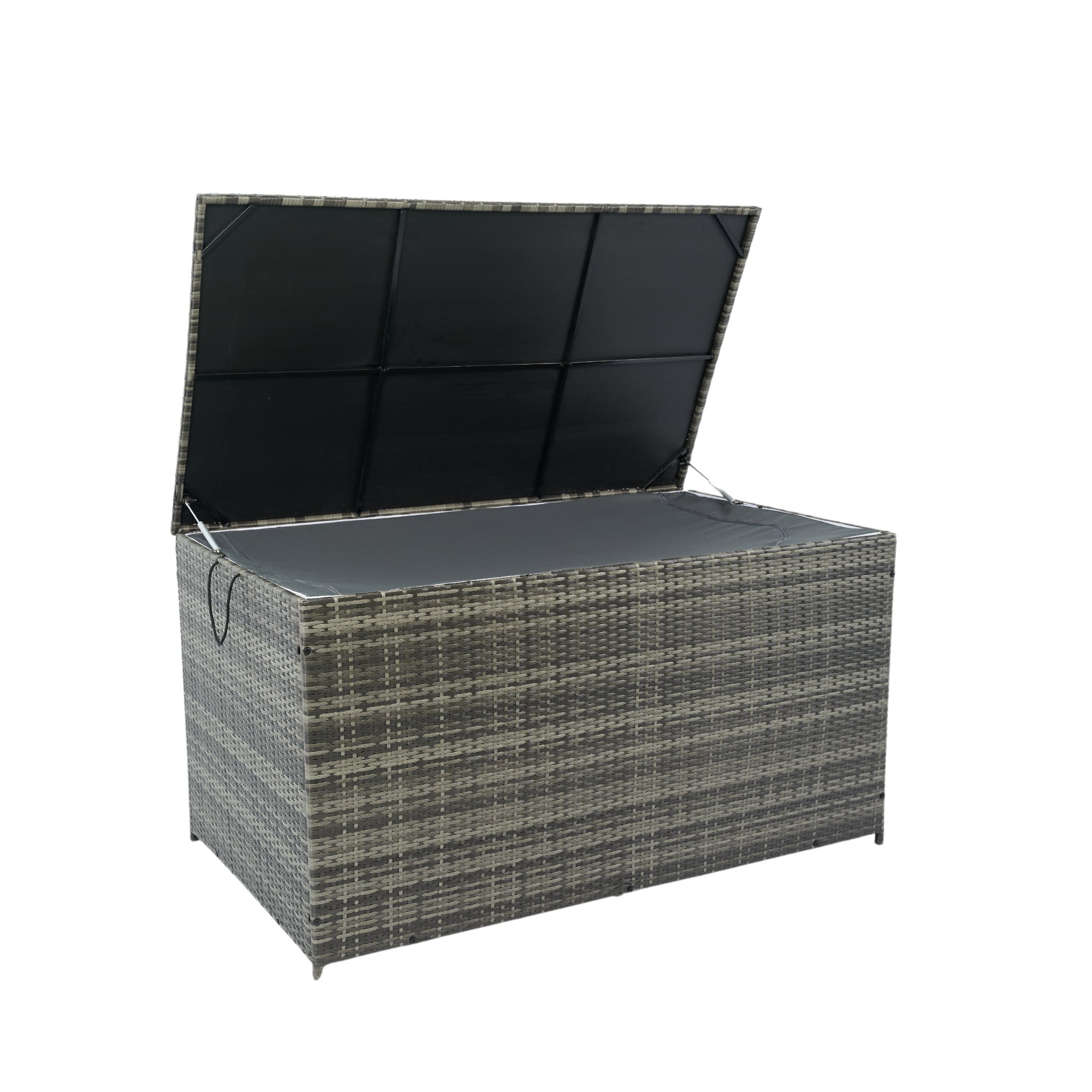 Aimee Lii Outdoor Storage Box, 200 Gallon Wicker Patio Deck Boxes with Lid, Outdoor Toy Storage for Kids, Gray