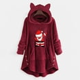 thumbnail image 2 of Fesfesfes Women Flannel Shirt Casual Christmas Printing Plush Buttons Long Sleeved Hooded Plush Coat Top, 2 of 5
