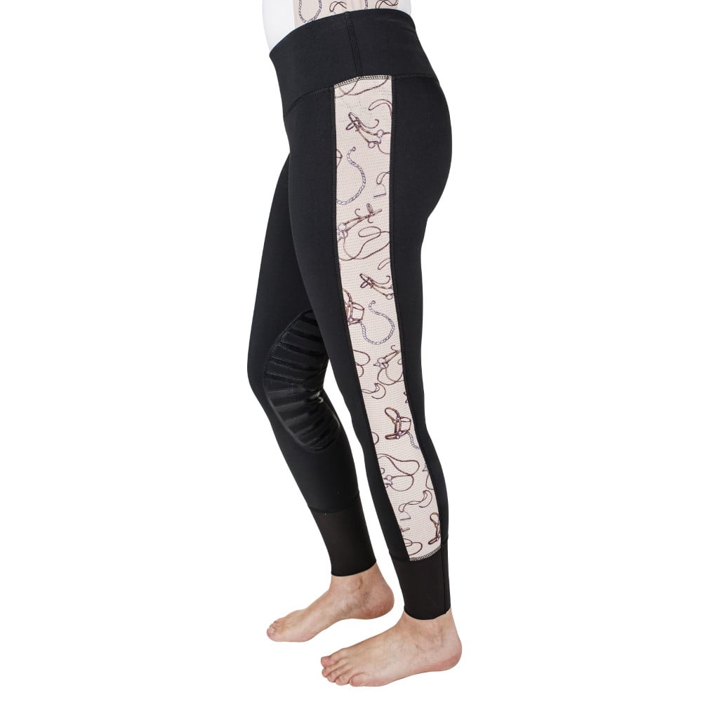 Equine Couture Ladies Equestrian Gear Tights- Black- X-Small