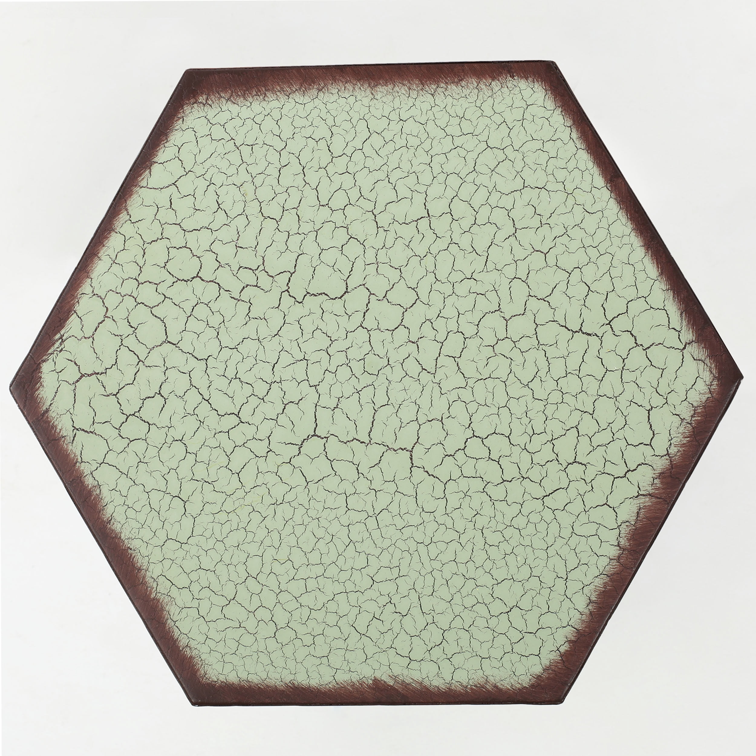 Noble House Vania Iron Hexagonal Side Table, Green