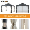 thumbnail image 4 of Sunjoy Hardtop Gazebo 11 x 13 ft. Outdoor Patio Black Metal Gazebo, Double Tiered Gazebo with Ceiling Hook and Mesh Netting, Black, 4 of 19