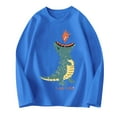 thumbnail image 2 of CYRBOKO Boys' Long Sleeve Tops, Casual Breathable Crew Neck Cotton Fall Clothing Blue Size 2-12 T, 2 of 4