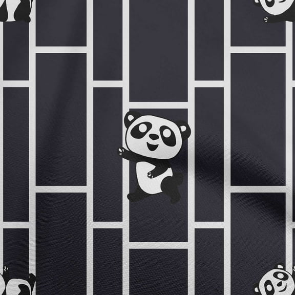 oneOone Polyester Spandex Black Fabric Panda Animal Craft Projects Decor Fabric Printed By The Yard 56 Inch Wide