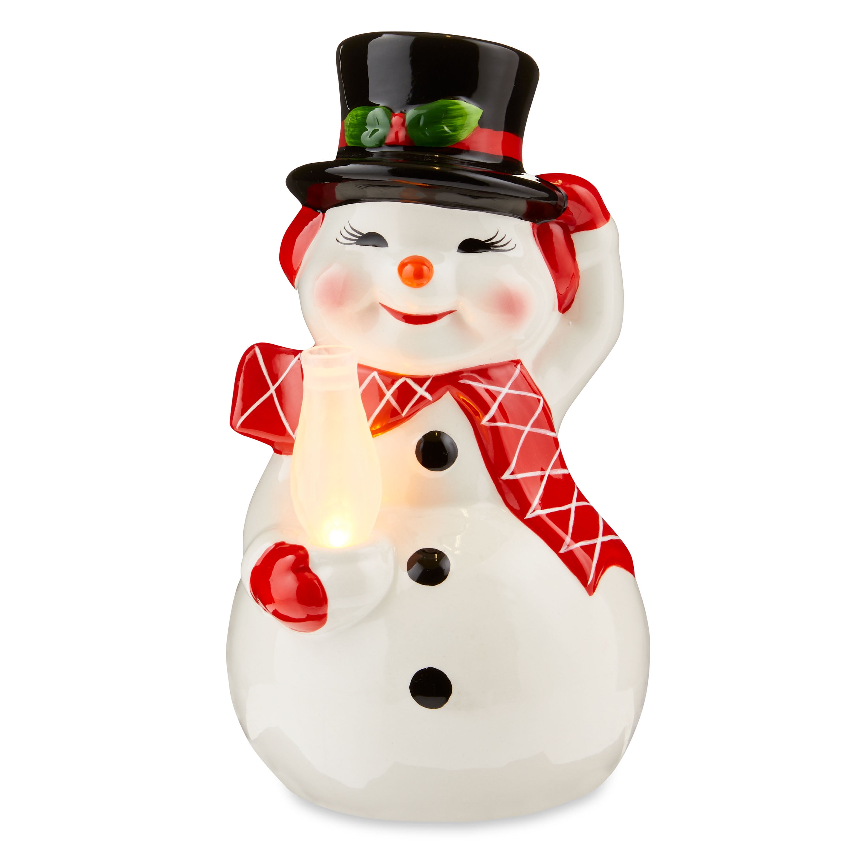 Mr. Christmas 9-inch Ceramic Snowman Decoration, White