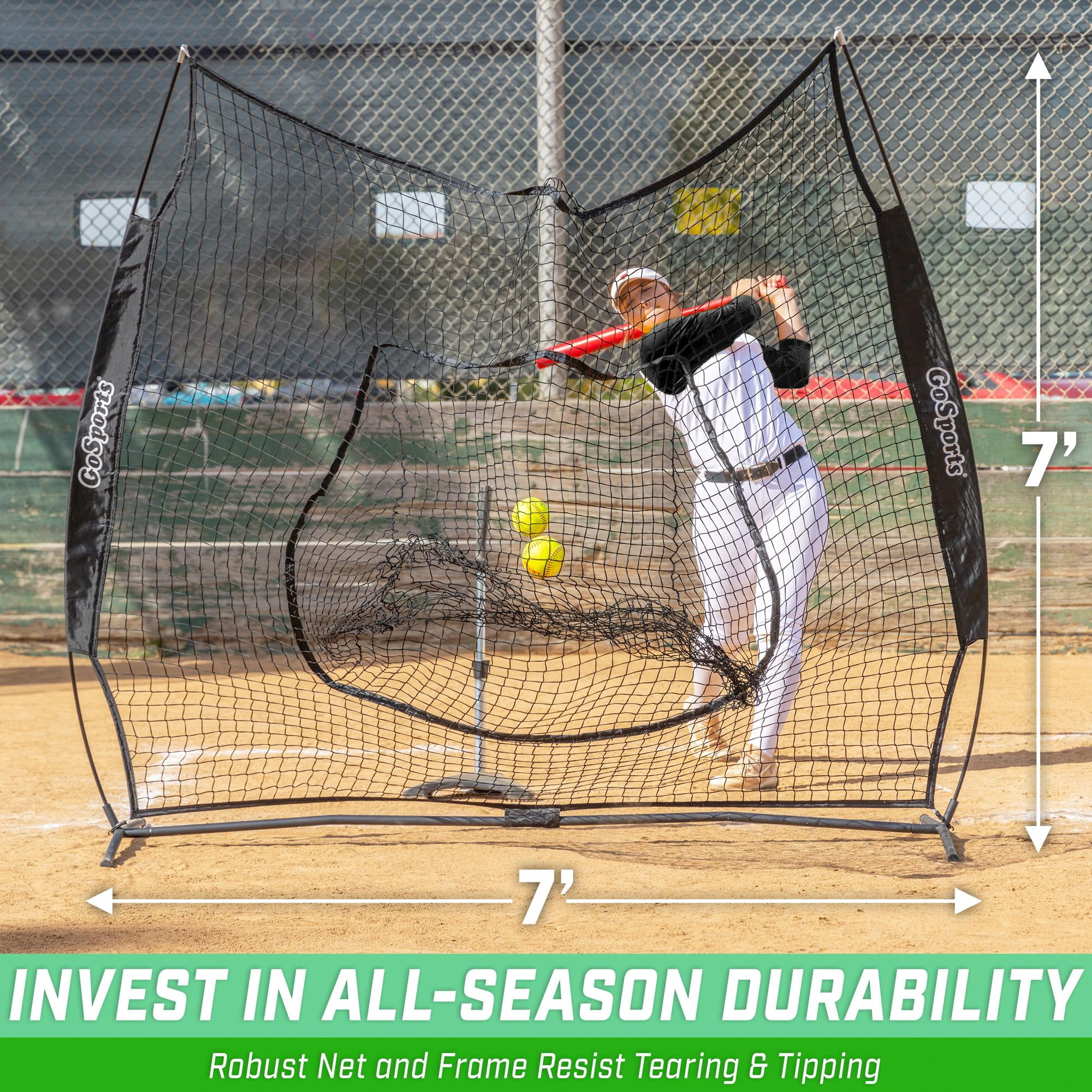 GoSports 7 ft x 7 ft Baseball & Softball Practice Training Hitting & Pitching Net - Black