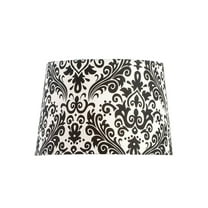 Aladdin Oil Lamp Shade, Cloth, 12 inch Base Fitter Lampshade, Black and White Damask Print