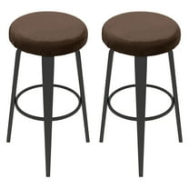 Uxcell 2 Pcs Velvet Bar Stool Covers, 14-18 Inch Round Bar Stool Cover with Elastic Band Stretch Chair Seat Cover Washable Slipcovers for Round Stool Chair, Brown