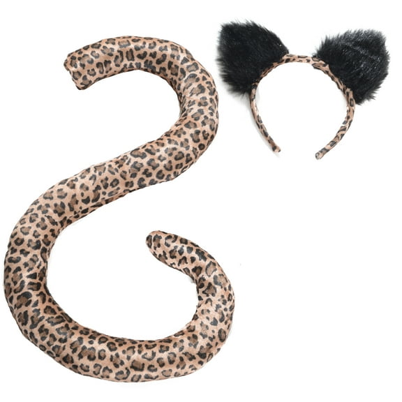 Leopard Cat Tail & Ears Adult Costume Set