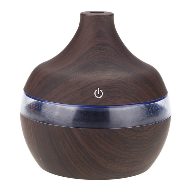 Humidificador USB de grano de madera: 300 ml, luz nocturna LED colorida, perfecto para la oficina, el automóvil y el hogar