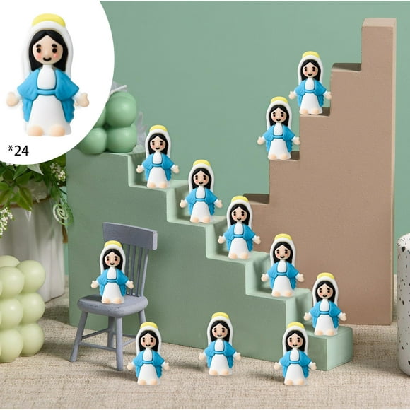 Dvkptbk Hand Made 24 PCS Little Mary Figurines Miniature Mary Doll to Hide and Seek Classic Religious Gifts for Sunday Easter Eggs Stuffers Baptism Gift Multicolor Easter Gifts