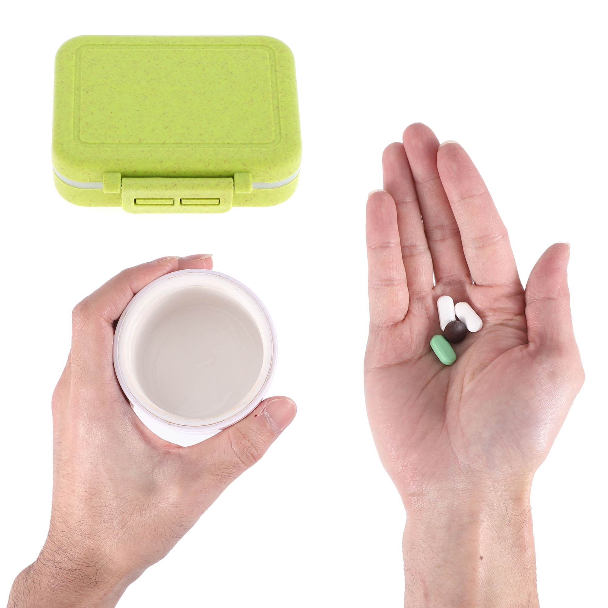 Unique Bargains 3 Grids Durable Design Single Layer Pill Box for Travel 1 Pc Green