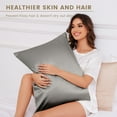 thumbnail image 3 of THXSILK Silk Pillowcase, 19 Momme Zippered Silk Pillowcase with Cotton Underside, 100% Pure Mulberry Silk Pillowcase, 1Pcs, King Size(20"x36"), Gray, 3 of 6