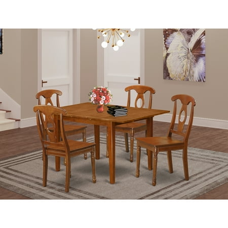Kitchen Nook Dining Set- Tables And Dining Chairs-Finish:Saddle Brown Number of Items:5 Shape:Rectangular Style:Wood Seat
