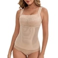 thumbnail image 4 of DARING DIVA Women's Lace Sheer Square Neck Waist Control Tank Tops XL Beige, 4 of 6