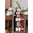 thumbnail image 4 of ERUNPONLY Fat Chef Table Runner - 72 Inch Long Black White Checkered Farmhouse Red Kitchen Cook Cotton Linen Blended Dress Scarves Farmhouse Table Runner for Kitchen Dining, Coffee Table, 16"x72", 4 of 8