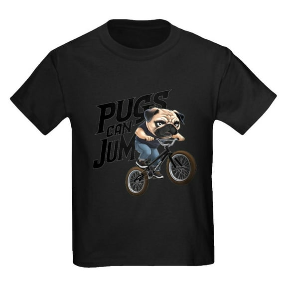 CafePress - Pugs Can Jump Kids T Shirt - Dark T-Shirt Kids XS-XL