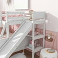 thumbnail image 5 of Newest Twin over Full Bunk Bed with 2 Drawers, Slide, Shelves, Ladder, Rubber Wood Bunk Bed with Slide, Drawers,White, 5 of 10