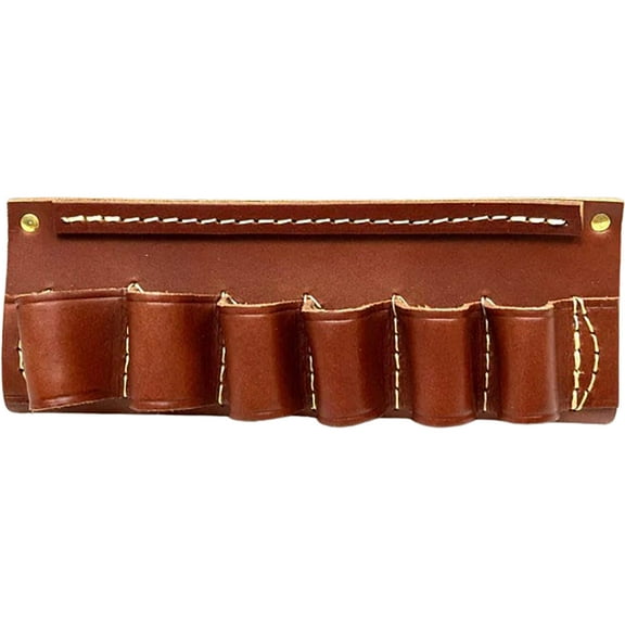 Hunter Belt Slide Shotgun Shell Holder 6-Round 12 Gauge Leather Brown