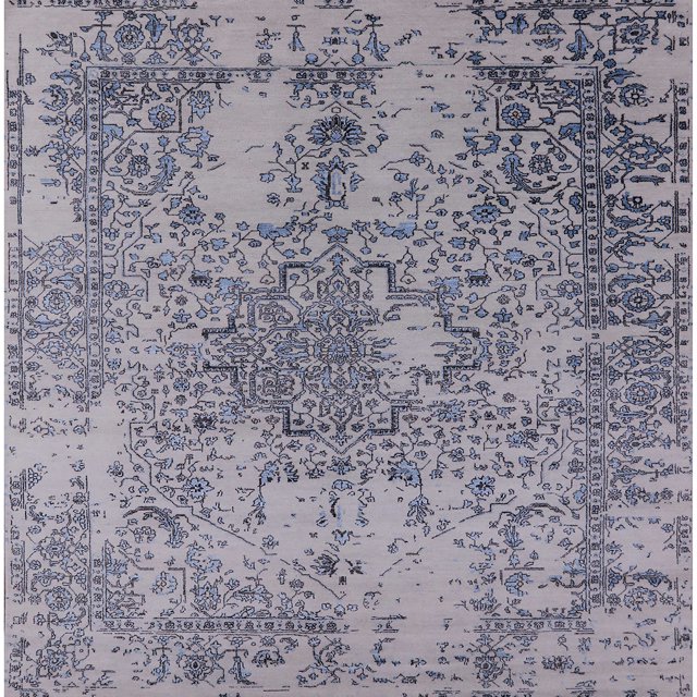 Ahgly Company Tapis d'Intérieur Carré Mid-Century Moderne Pourpre Zone Orientale Pourpre, 6' Carré