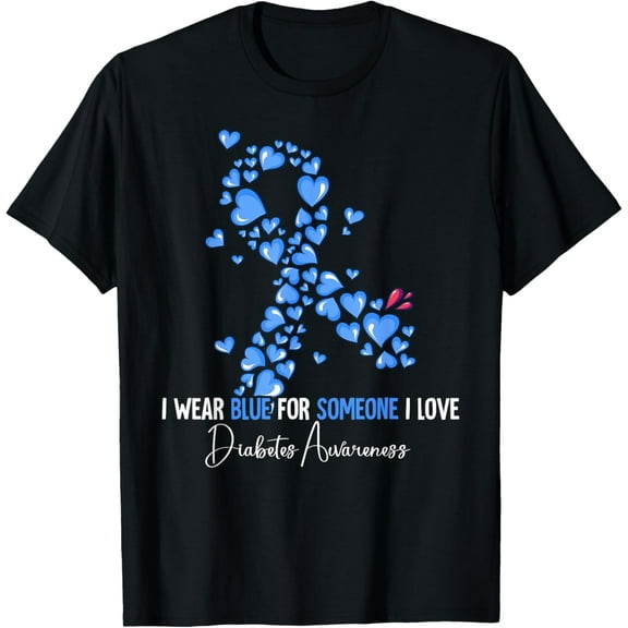 Diabetes Awareness T-ShirtMen's and women's gift, black and white T-shirt, size: Extra large S-4XL