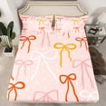thumbnail image 2 of Homewish Colorful Bow Knot Twin Sheet Sets 3pcs for Kids Children,Stars Print Twin Fitted Sheet Microfiber,Cartoon Bow Breathable Flat Sheet,Ultra Soft Home Decor, 2 of 7