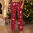 thumbnail image 2 of Christmas Pajamas Pants for Men Xmas Graphic Flannel Casual Loose Drawstring Elastic Waist Lounge Pants with Pockets (M, Red), 2 of 4