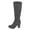 GREY, variant on Women Suede/Pu Classic Chunky Heel Platform Knee High And Up Boots Midleg Burgundy Size 8.5