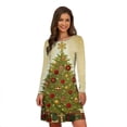 thumbnail image 1 of Vestido de ciervo de Navidad para mujer, minivestido de manga larga, corte en A, talla grande, informal, 3D, árbol de Navidad, copo de nieve, 1 of 4