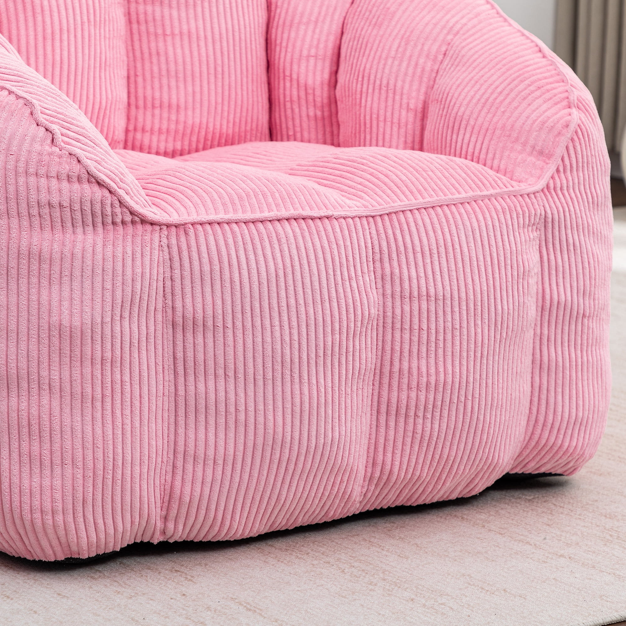 Jopath Giant Bean Bag Chair Sofa for Adults Teens,Comfy Corduroy Large Bean Bag Chairs with Fillings,High Elasticity Lazy Sofa for Bedroom Living Room,Pink