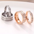thumbnail image 2 of Anillo de acero inoxidable de circón cuadrado de doble fila de Color oro rosa de lujo para mujer, joyería para fiesta y boda romántica para mujer, 2 of 5