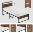 thumbnail image 4 of Behost 14" Twin Bed Frame with Headboard , Power Outlets Platform Beds for Bedroom, Rustic Brwon, 4 of 8